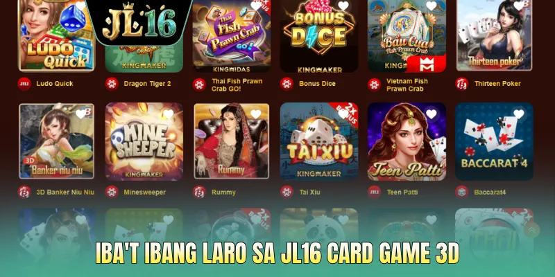 Iba't ibang laro sa JL16 card game 3D