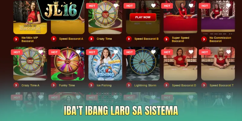 Iba't ibang laro sa sistema