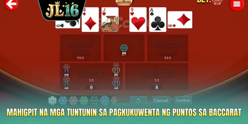 Mahigpit na mga tuntunin sa pagkukuwenta ng puntos sa baccarat