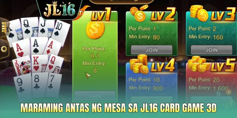 Maraming antas ng mesa sa JL16 card game 3D