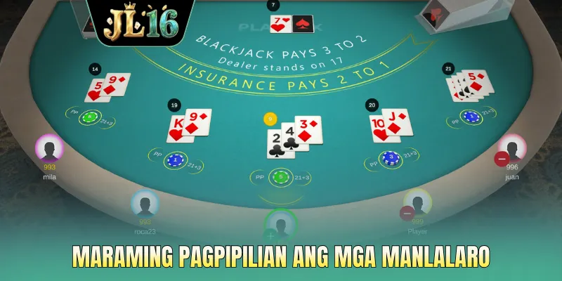 Maraming pagpipilian ang mga manlalaro